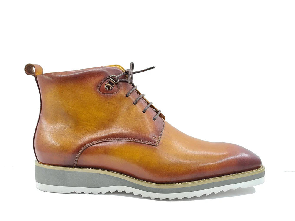 Roswell Burnished Calfskin Lace-Up Boot (Cognac)