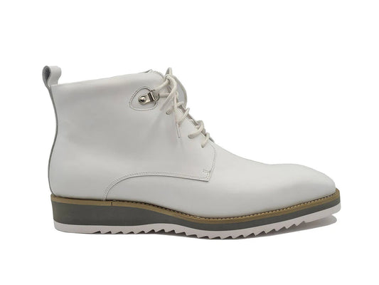 Roswell Burnished Calfskin Lace-Up Boot (White)