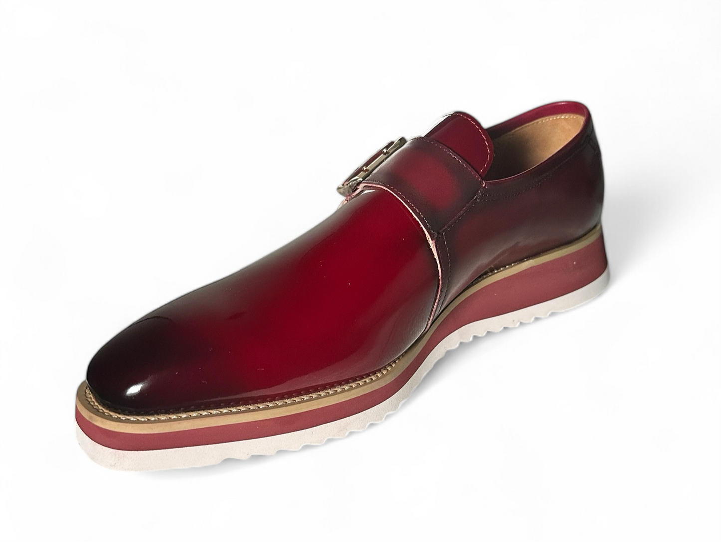 Norcross Sleek Patent Monkstrap Slip-On (Red)