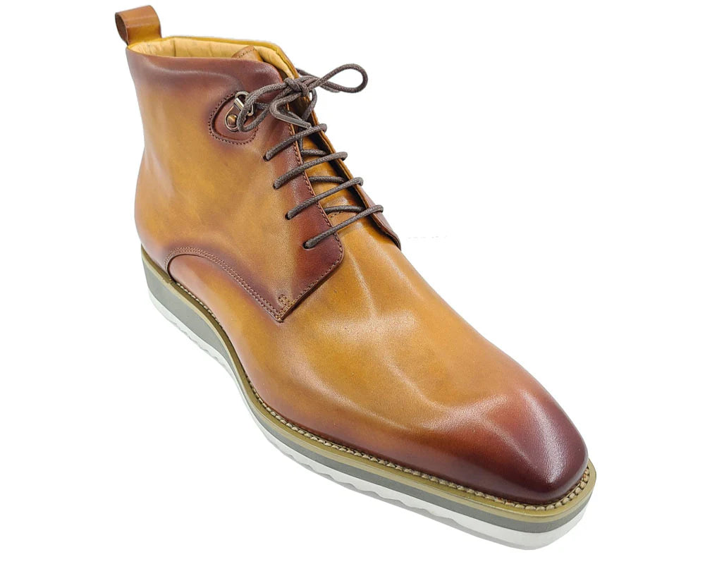 Roswell Burnished Calfskin Lace-Up Boot (Cognac)