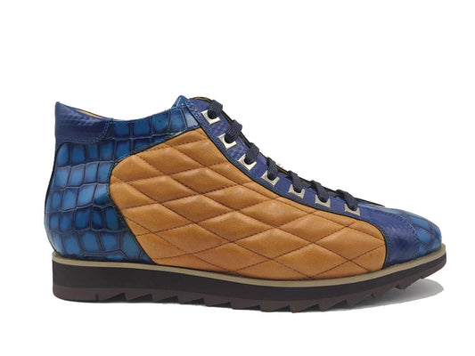 Smyrna Embossed Alligator High Top (Blue/Cognac)